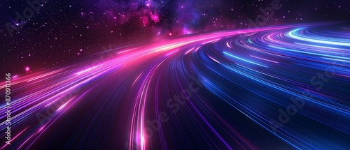  A background in shades of purple and blue, abstract with line and stellar motifs centrally positioned, surrounded by a vast expanse of stars