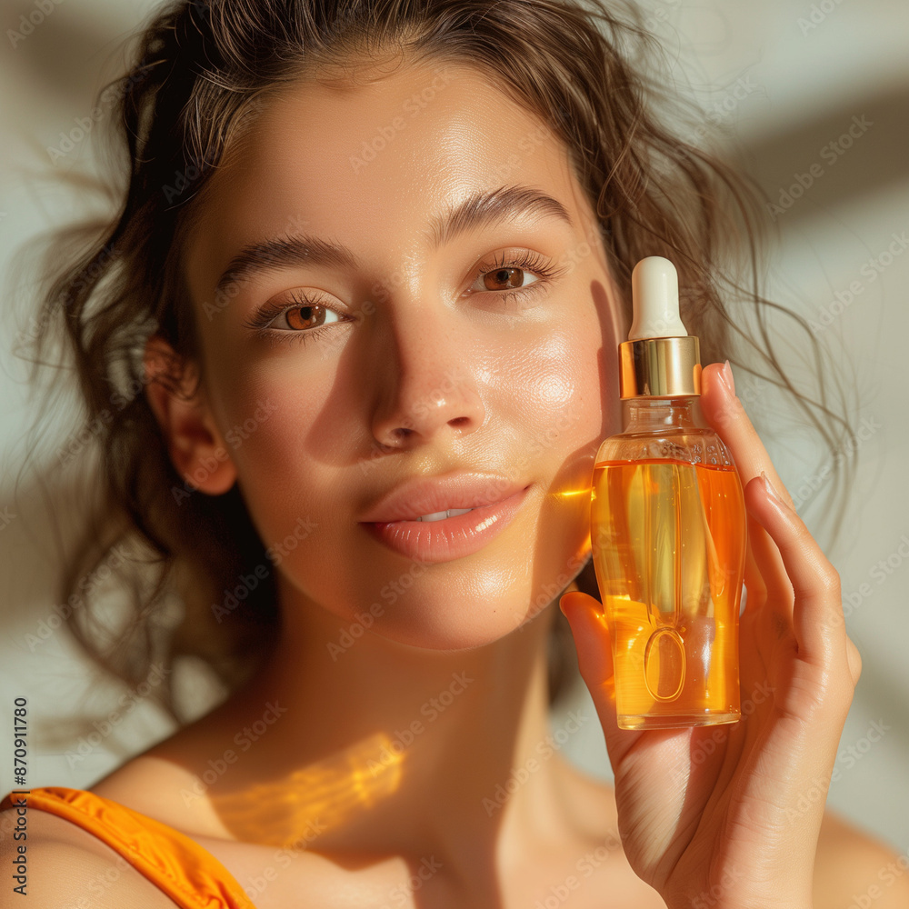 Fototapeta premium Essential Oil with Fresh Oranges and Leaves