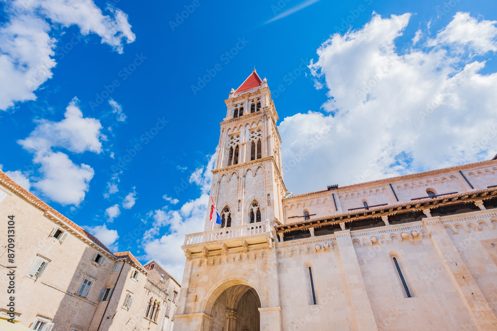 Cathedral tower bell in UNESCO town of Trogir in Dalmatia, Croatia