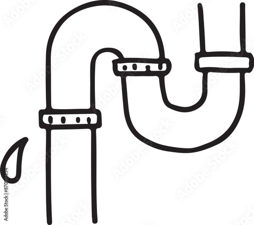 配管の水漏れ 線画