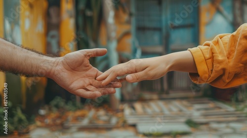Two hands are touching each other on a sidewalk generated by AI © PZPIXEL.AI