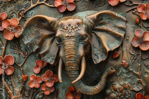 a 3d bas-relief elephant. Generative AI