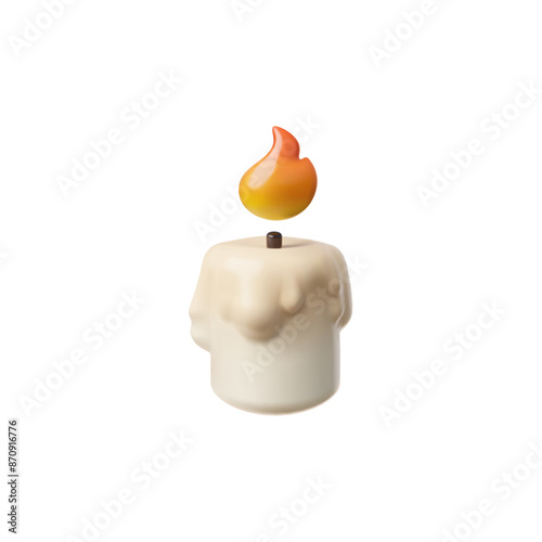 3D render emoji icon of a white candle.