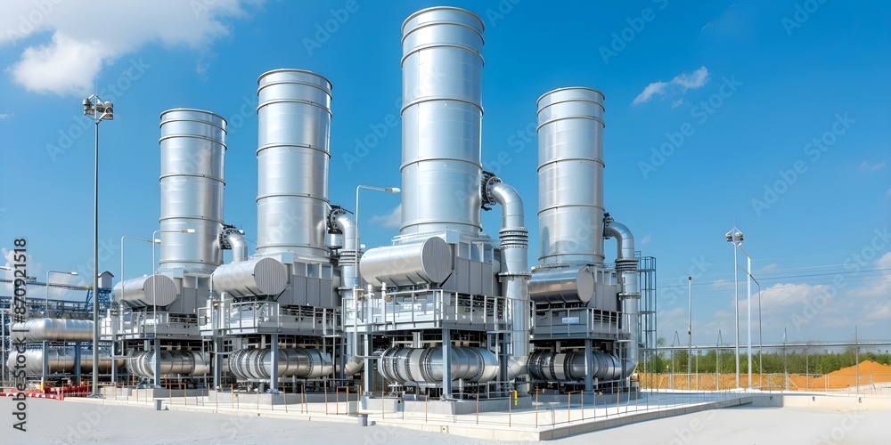 Obraz premium Generating Electricity from Natural Gas through Power Plants. Concept Natural Gas, Power Plants, Electricity Generation, Energy Production, Sustainable Technology