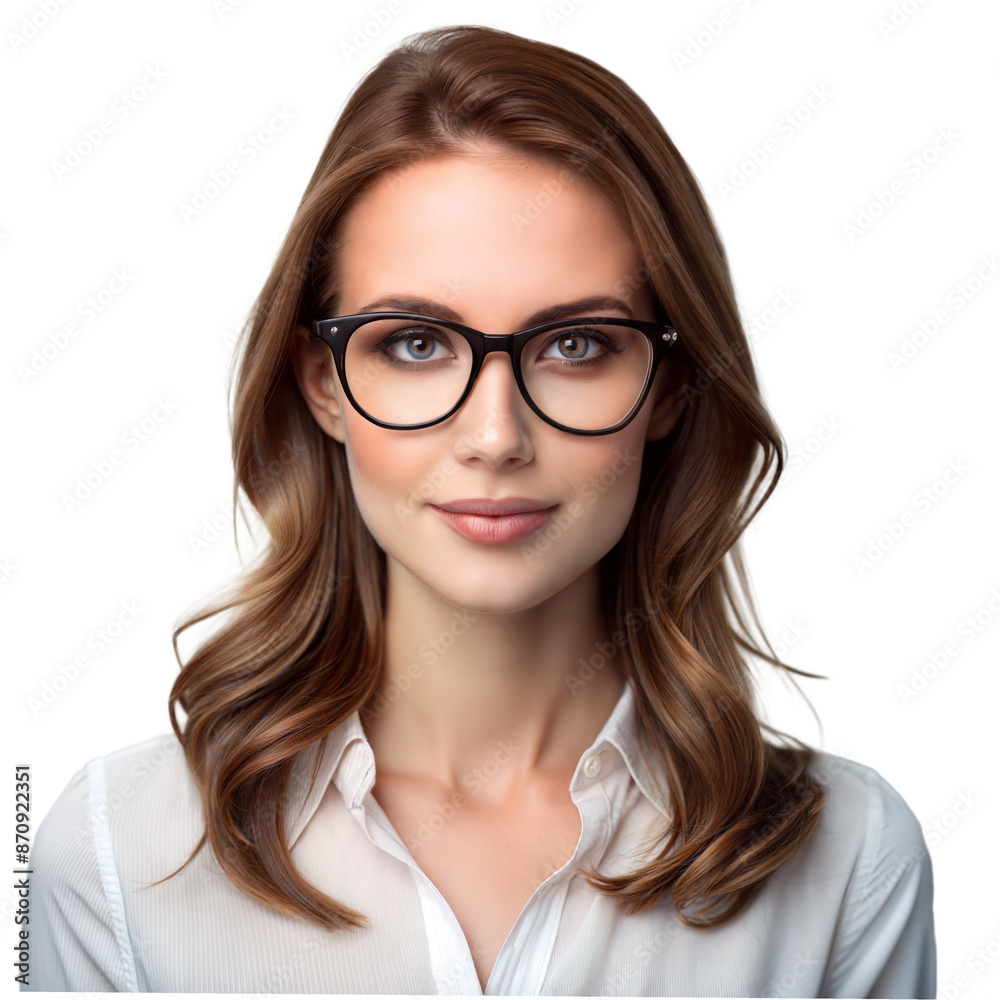 Portrait of a Young Woman With Brown Hair Wearing Glasses