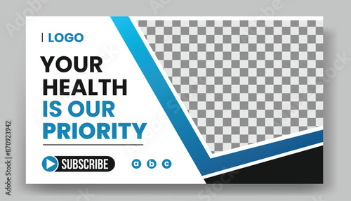  Creative medical healthcare youtube thumbnail design or social media web banner template for hospital and workshop layout