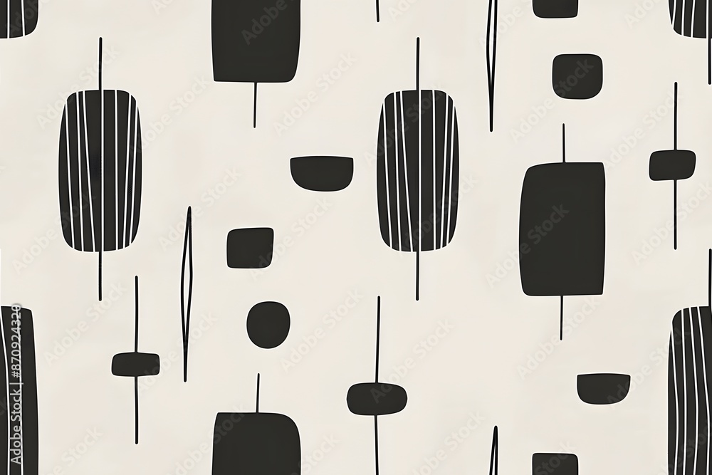 Abstract Black and White Pattern with Geometric Shapes Abstract Black and White Pattern with Geometric Shapes