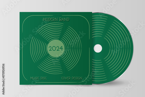 Compact disk design in retro style with mockup. Vector illustration.
