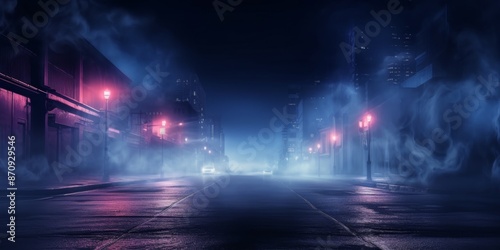 Mysterious Night Cityscape with Dramatic Clouds and Street Lights © Evon J