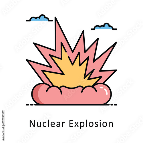 Nuclear Explosion vector   Filled outline Design illustration. Symbol on White background EPS 10 File