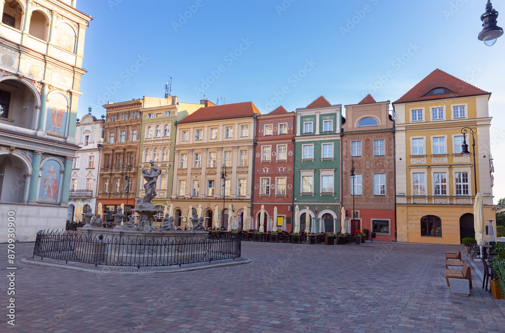 Facades of old colorful houses on the Town Hall Square in Poznan Facades of old colorful houses on the Town Hall Square in Poznan