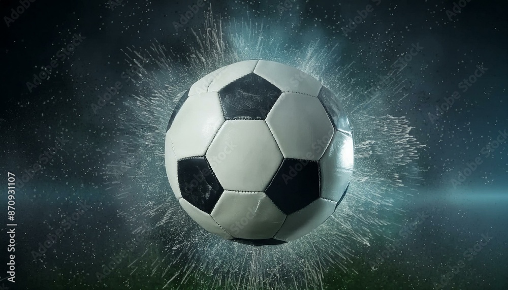 Fototapeta premium Soccer Ball Background or Wallpaper - Soccerball image for Header or Promotional purpose - Soccerball with Special Effects in the Field of a Stadium - Championship, League or Cup