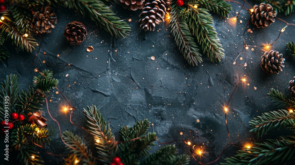 Charming Christmas frame decor background with a designated space for text Charming Christmas frame decor background with a designated space for text