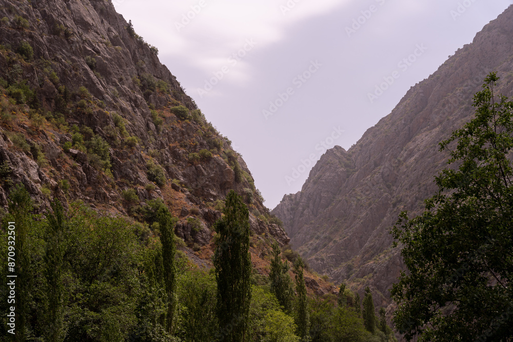 Fototapeta premium A mountain range with a valley in between