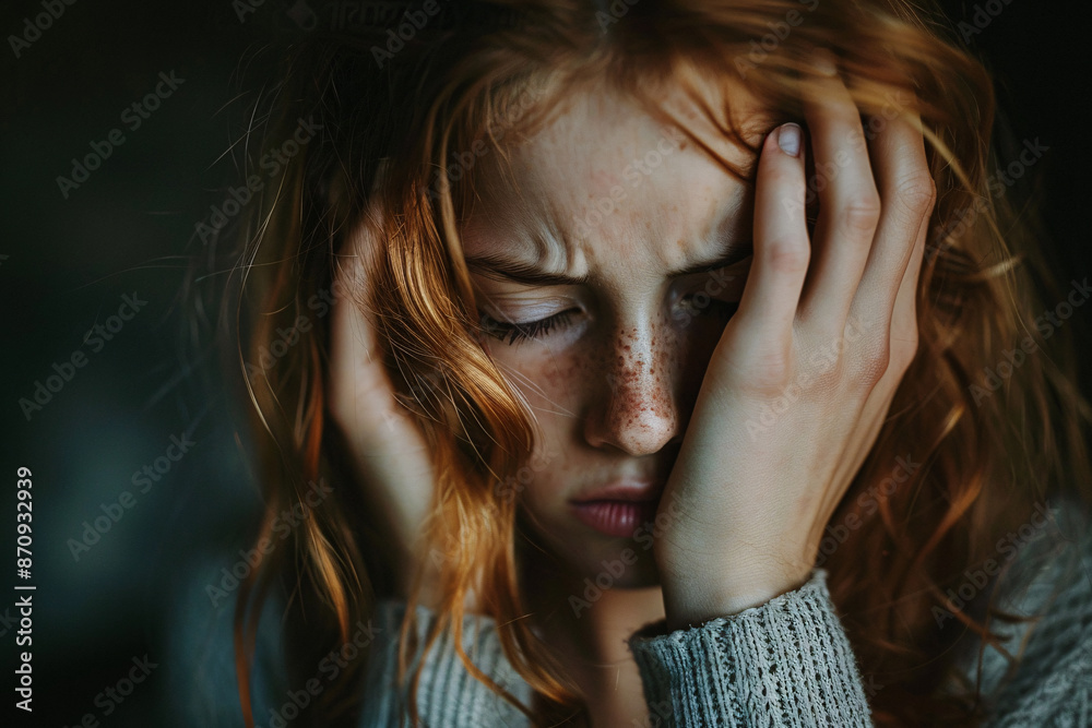 Trauma and depression concept, a woman looking down while suffering from emotional pain
Trauma and depression concept, a woman looking down while suffering from emotional pain