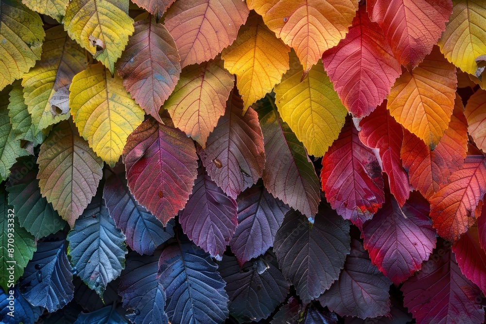 rainbow colored autumnal leaves background. ai generative rainbow colored autumnal leaves background. ai generative