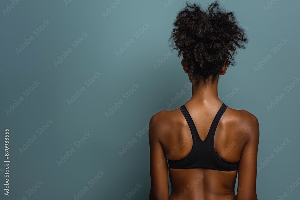 Rear view of fit black woman. ai generative Rear view of fit black woman. ai generative