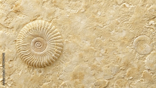 Detailed fossil imprint in a sandy stone.