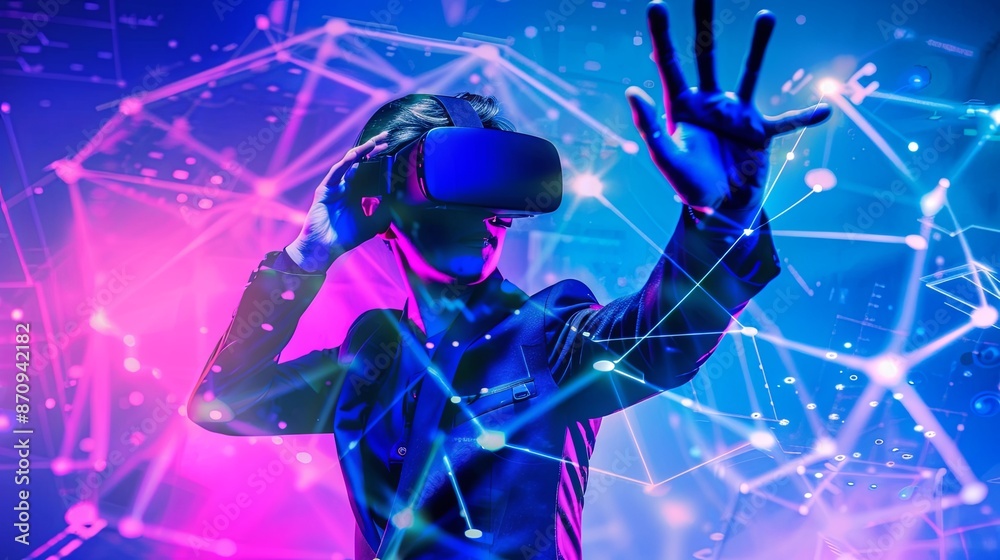 an image of a person using VR and AR googles an image of a person using VR and AR googles