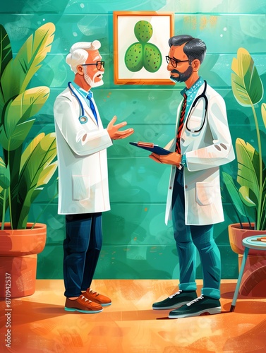 Doctor explaining posttreatment care to a patient, health, medical guidance photo