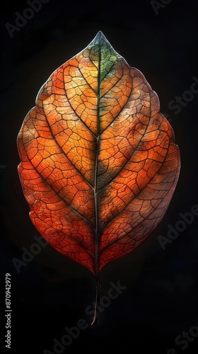 Vibrant Autumnal Sassafras Leaf in Backlit Studio Lighting