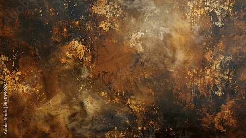 A grunge canvas background with grainy brown and gold abstract effects perfect for adding a textured and edgy look to designs