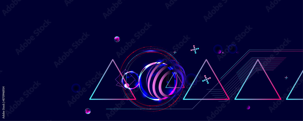 Dark retro futuristic cyberpunk elements abstraction background cosmos synthwave vaporwave retrowave glitch circle with blue and pink glows Dark retro futuristic cyberpunk elements abstraction background cosmos synthwave vaporwave retrowave glitch circle with blue and pink glows