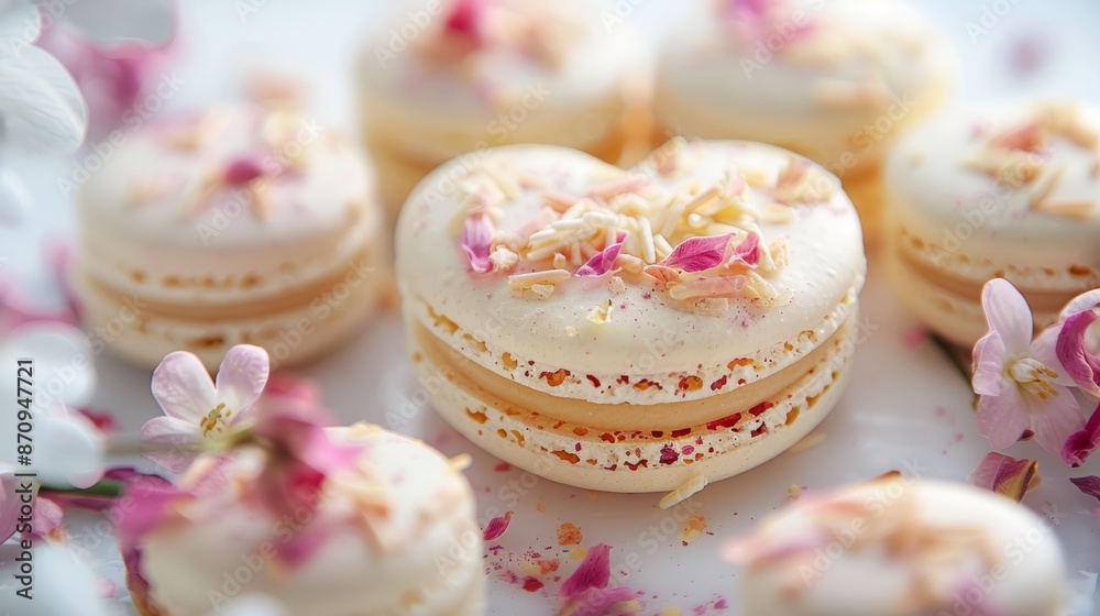 Heart-Shaped Macarons with Floral Decorations - Ideal for Valentine's Day Designs Heart-Shaped Macarons with Floral Decorations - Ideal for Valentine's Day Designs