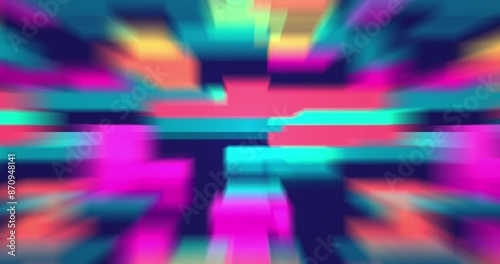 Retro abstract brick animation, loop background. Colorful pattern loop. Vector Pixel art 8 bit