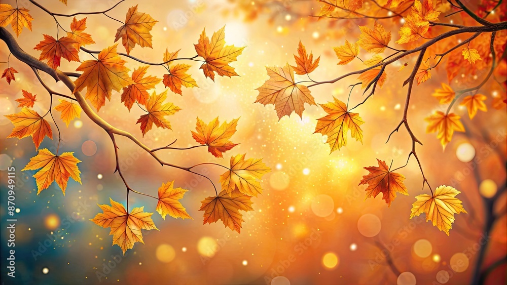 Autumn leaves falling in a golden forest. Autumn leaves falling in a golden forest.