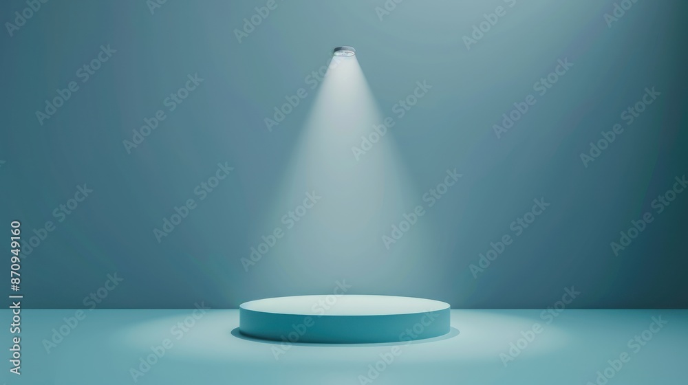 Blue Spotlight, Simple blue platform with spotlight, Clean and serene