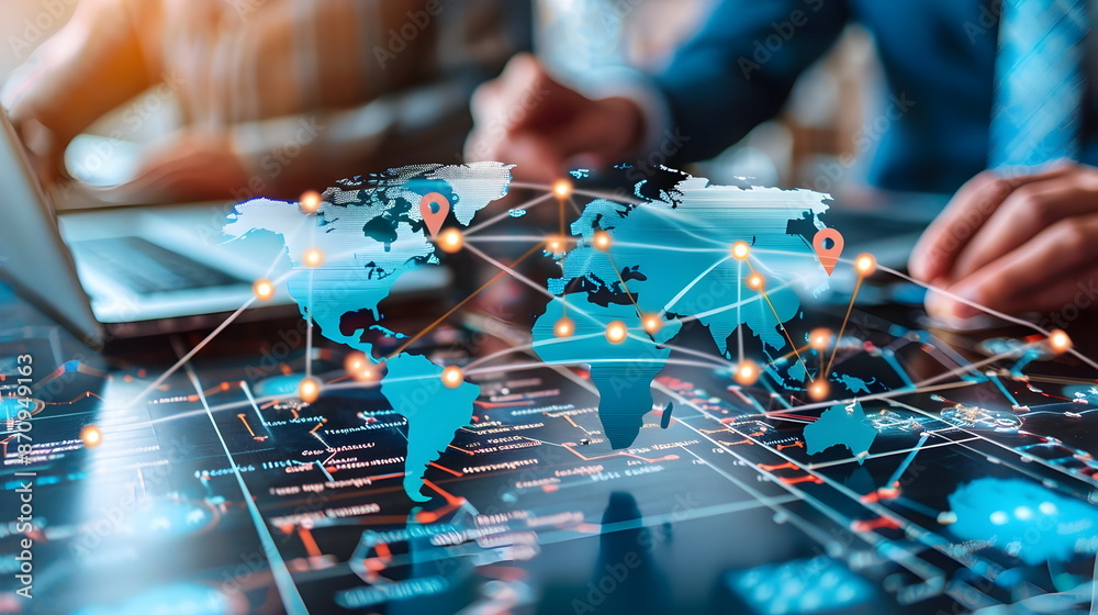 Global Connectivity Network Technology Digital Mapping Data Analysis ...