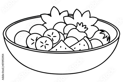 Fruit salad line art sketch minimalist food artwork