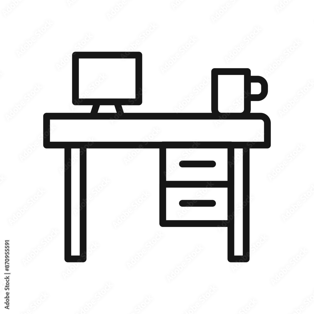 desk icon Black line art vector desk icon Black line art vector