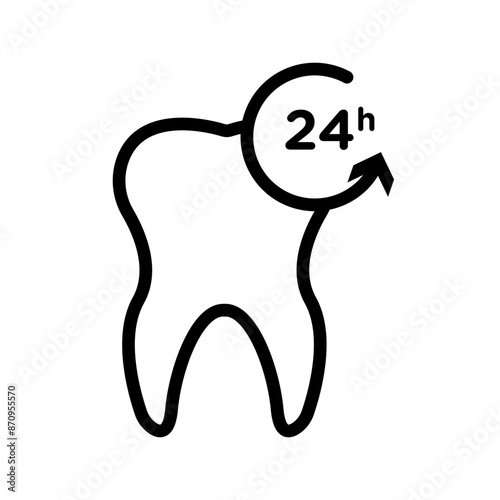Dental Protection for 24 Hours icon Black line art vector