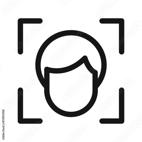 face detection icon Black line art vector