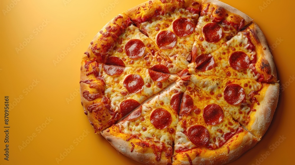 Pizza for fast food menu isolated on orange background Pizza for fast food menu isolated on orange background