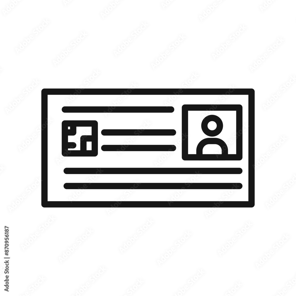 identity card icon Black line art vector identity card icon Black line art vector