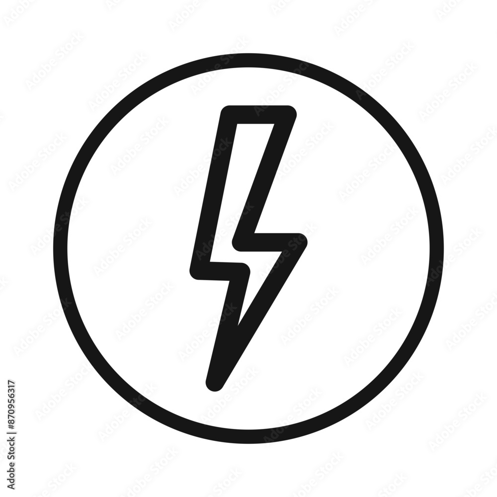 Lightning power charge icon Black line art vector Lightning power charge icon Black line art vector