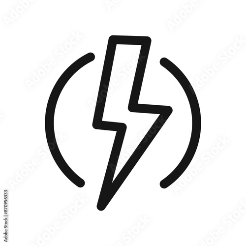 lightning bolt icon Black line art vector