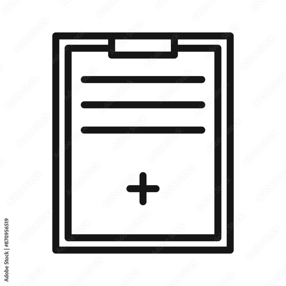 Fototapeta premium medical clipboard form icon Black line art vector