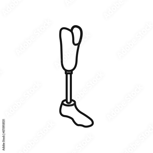 Prosthetic leg icon Black line art vector