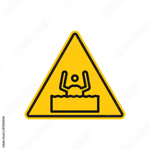 Quicksand and Mud Danger Sign icon Black line art vector
