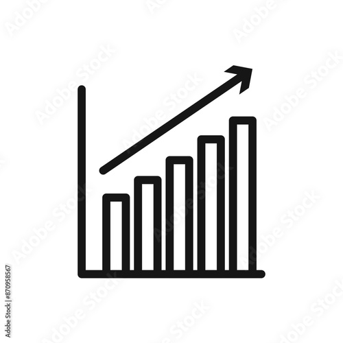 Statistic Up icon Black line art vector