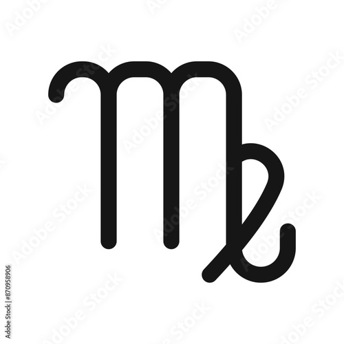 Virgo zodiac sign icon Black line art vector