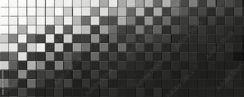 A mosaic pixel background with a gradient from black to white. The smooth transition and high contrast between the pixels create a modern and sleek pattern. A mosaic pixel background with a gradient from black to white. The smooth transition and high contrast between the pixels create a modern and sleek pattern.