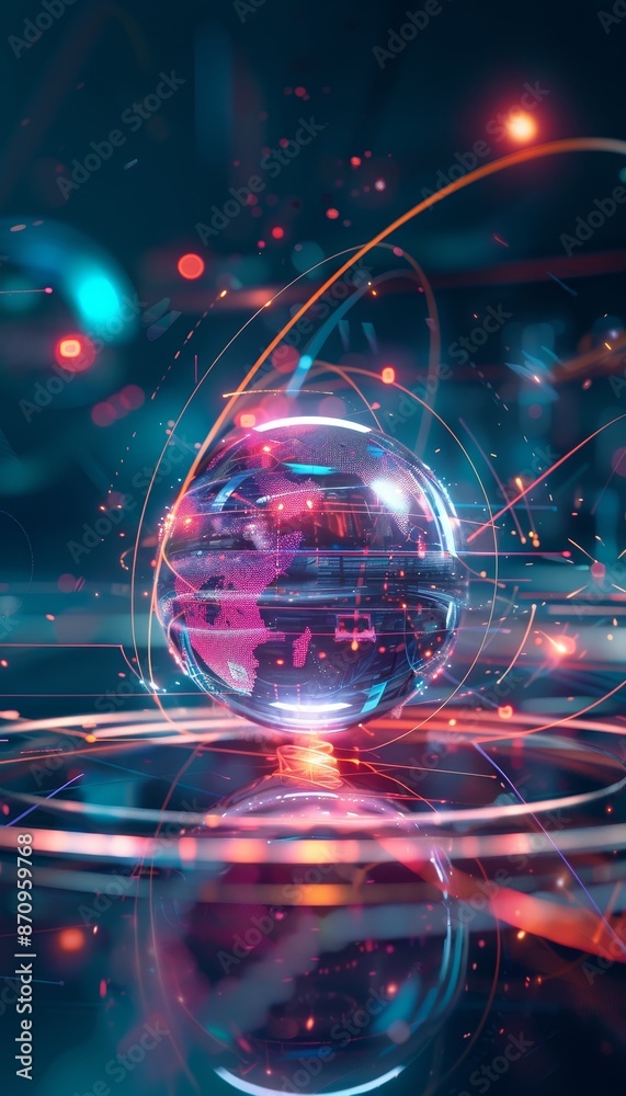 Abstract tech sphere with 3d elements, glowing lines, symbolizing innovation and advanced technology Abstract tech sphere with 3d elements, glowing lines, symbolizing innovation and advanced technology