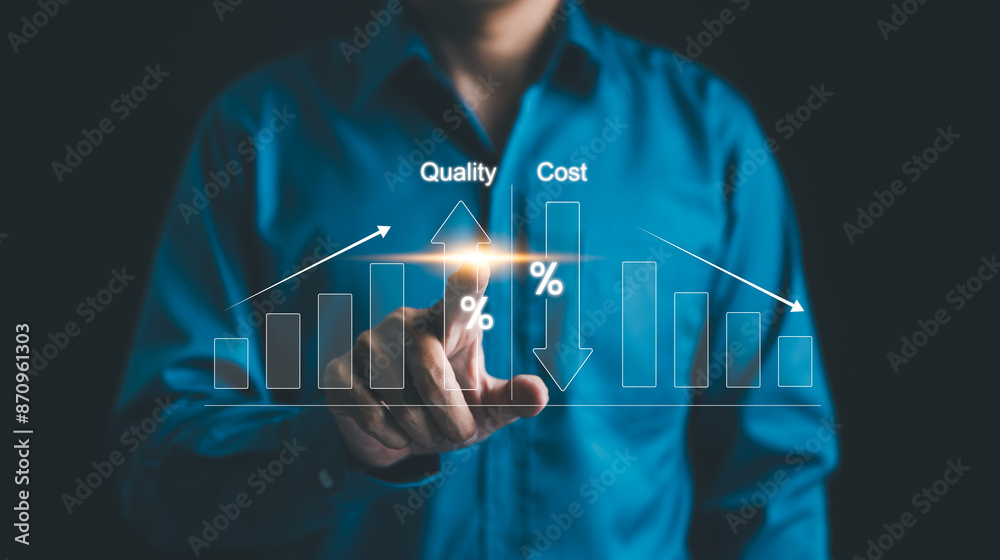 © Supatman - Quality increase and Cost reduction optimization for products or services to improve customer satisfaction and enhance company performance. Successful corporate strategy management. Effective business