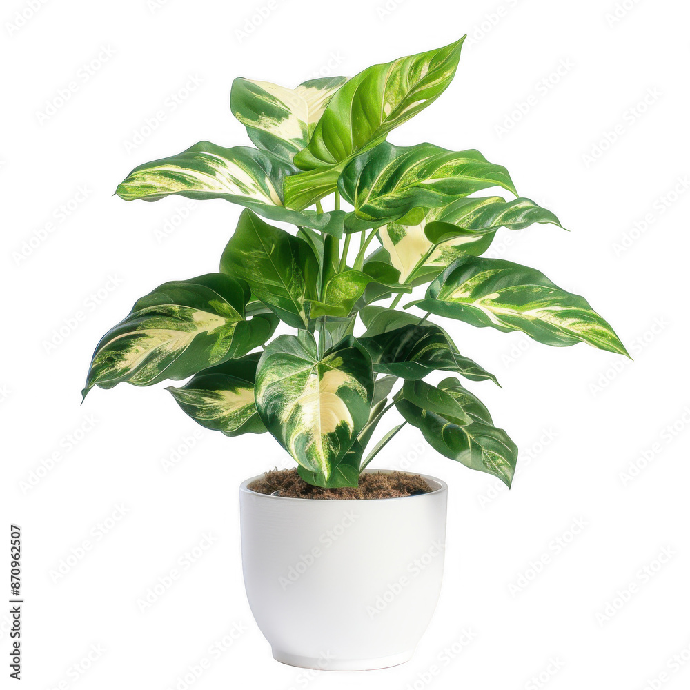 Variegated Green Plant in White Pot Variegated Green Plant in White Pot