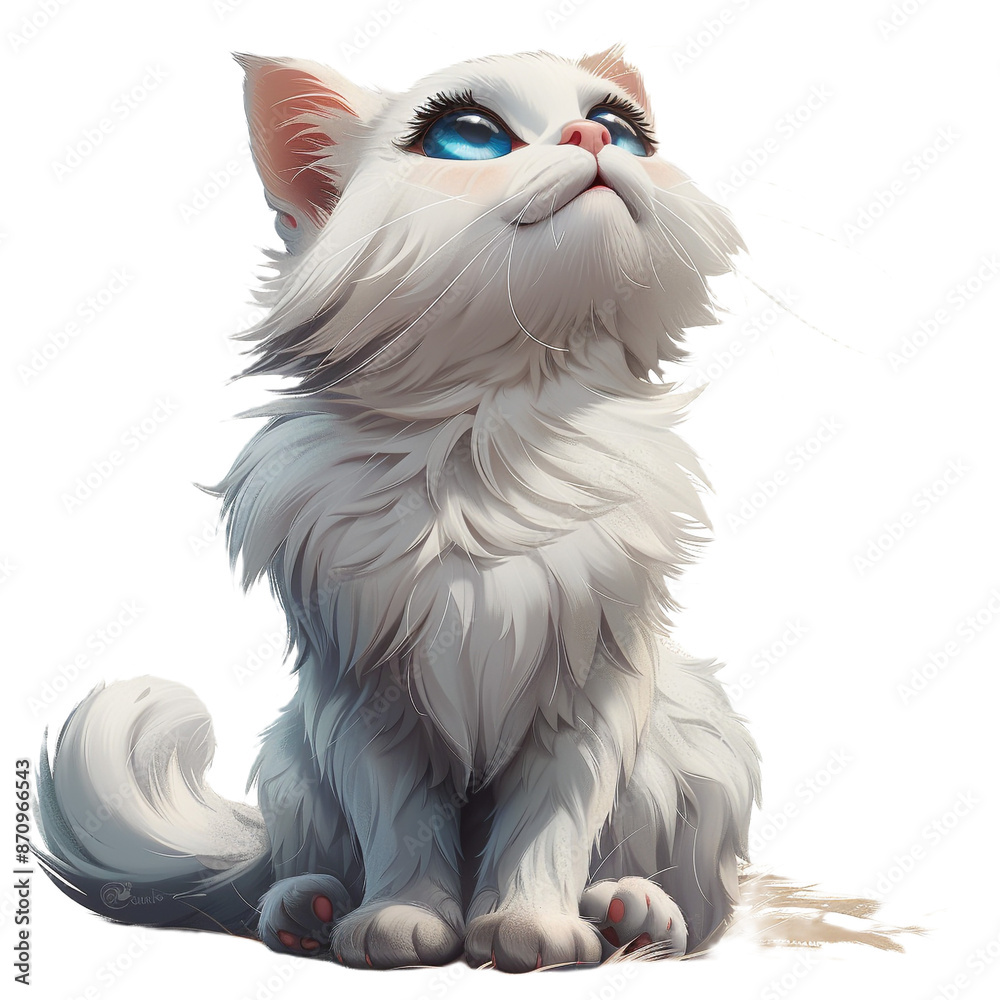 Fototapeta premium Cute cat white isolated on transparent background